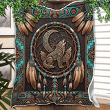 DS260710M11 Wolf Dreamcatcher Native American Fleece Blanket