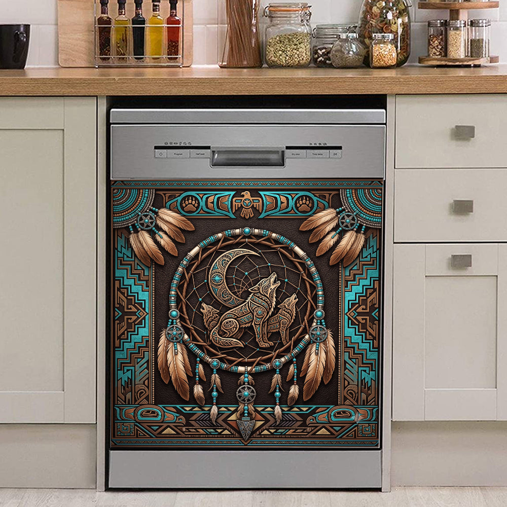 DS260710M11 Wolf Dreamcatcher Native American Magnet Dishwasher Cover
