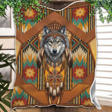 DS260710M12 Wolf Chief Native American Fleece Blanket