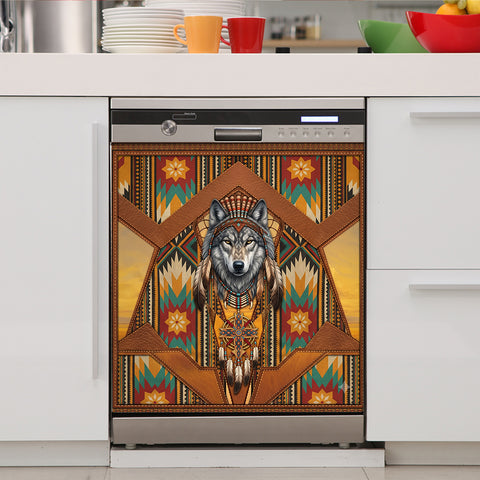 DS260710M12 Wolf Native American Magnet Dishwasher Cover