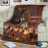 DS260710M13 Wolf Chief Native American Fleece Blanket