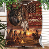 DS260710M13 Wolf Chief Native American Fleece Blanket
