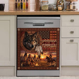 DS260710M13 Wolf Native American Magnet Dishwasher Cover