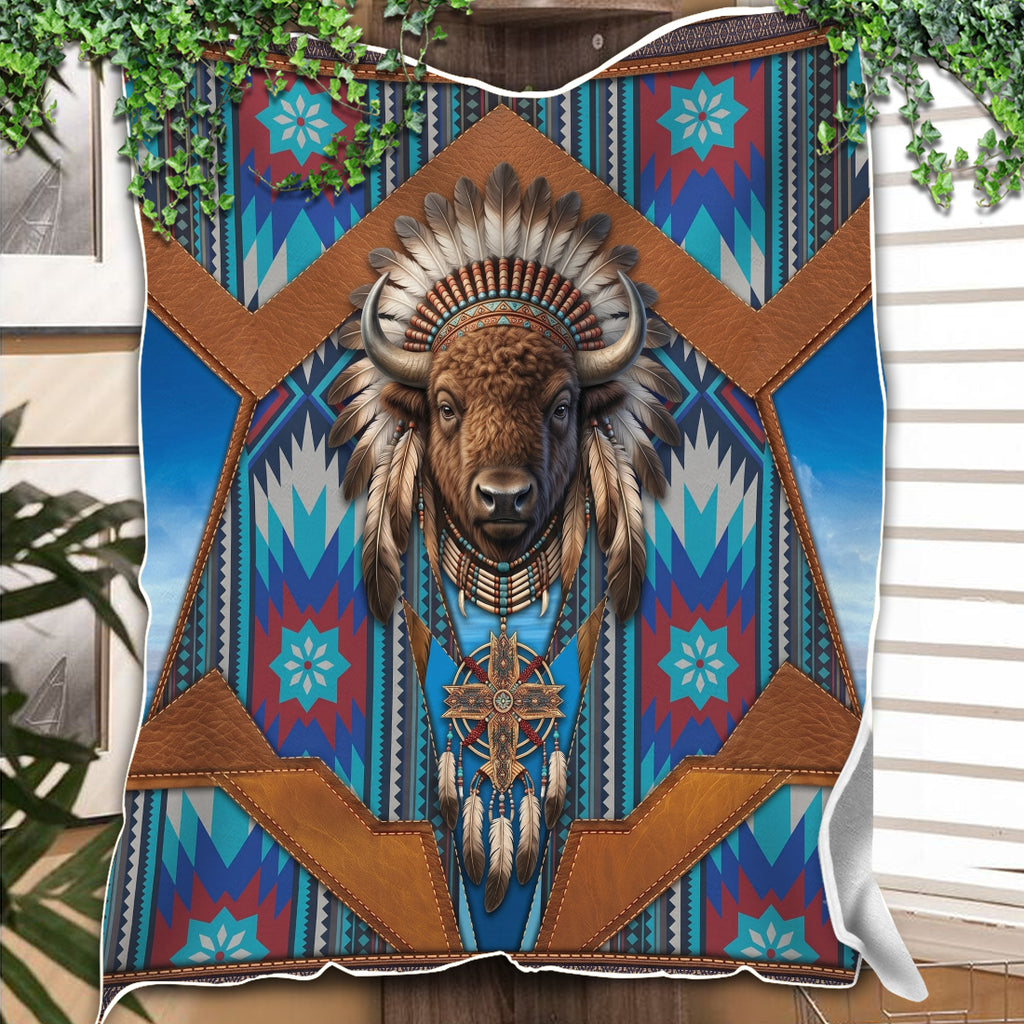 DS260710M14 Bison Native American Fleece Blanket