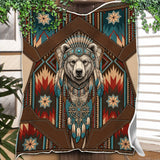 DS260710M15 Bear Chief Native American Fleece Blanket