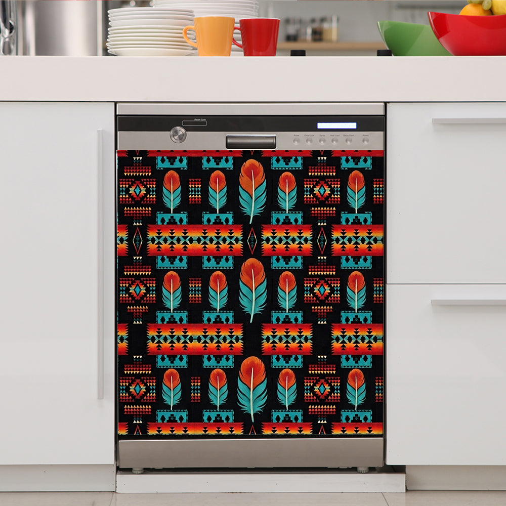DS260713M04 Feather Native American Magnet Dishwasher Cover