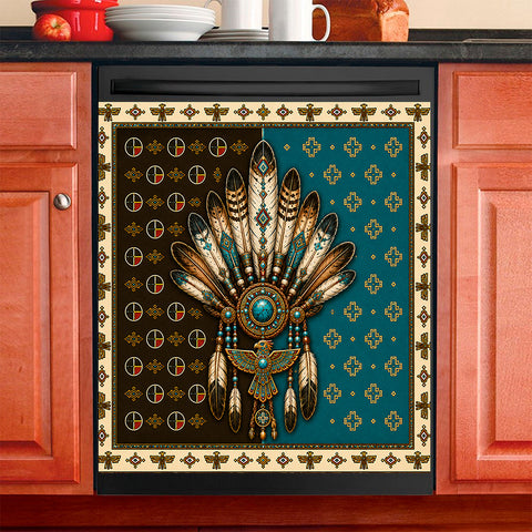 DS260713M07 Feather Native American Magnet Dishwasher Cover