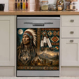 DS260713M08 Wolf and Chief Native American Magnet Dishwasher Cover