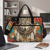DS260714M02 Dreamcatcher Wolf Native American Quilted Laptop Bag