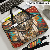 DS260714M02 Dreamcatcher Wolf Native American Quilted Laptop Bag
