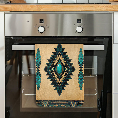 DS260715M01 Turquoise Southwest Native American Kitchen Dish Towel Set of 2
