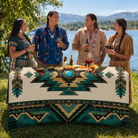 DS260715M02 Turquoise Native American Elastic Table Cover