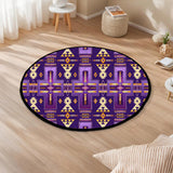 DS260721M02 Purple Pattern Native American Round Quilt Rug