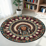 DS260722M02 Chief Mandala Native American Round Quilt Rug