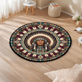 DS260722M02 Chief Mandala Native American Round Quilt Rug
