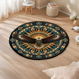 DS260722M05 Eagle and Sun Native American Round Quilt Rug
