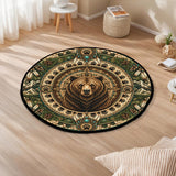 DS260722M06 Bear Feather Mandala Native American Round Quilt Rug