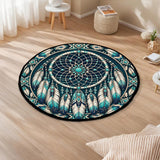 DS260722M11 Dreamcatcher Native American Round Quilt Rug