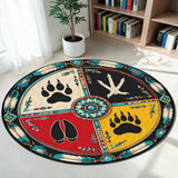 DS260722M12 Medicine Wheel Animal Claw Native American Round Quilt Rug