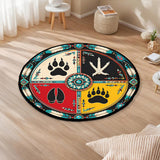 DS260722M12 Medicine Wheel Animal Claw Native American Round Quilt Rug