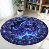DS260722M16 Wolf Native American Round Quilt Rug
