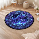 DS260722M16 Wolf Native American Round Quilt Rug