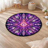 Sacred Fire Blossom Native American Round Quilt Rug DS260724M04