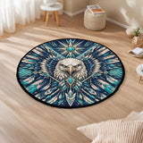 Eagle Guardian Crest Native American Round Quilt Rug DS260724M05