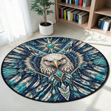 Eagle Guardian Crest Native American Round Quilt Rug DS260724M05
