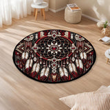 Red Dreamcatcher Native American Round Quilt Rug DS260724M07