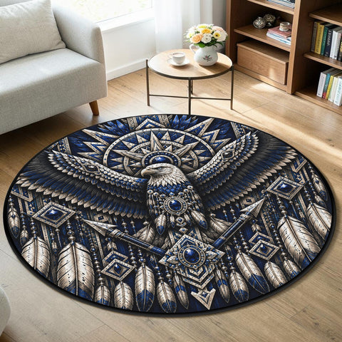 Spirit Eagle Round Quilt Native American-Inspired Area Rug – DS260724M09
