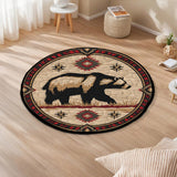 Tribal Bear Native American Round Quilt Rug DS260724M17