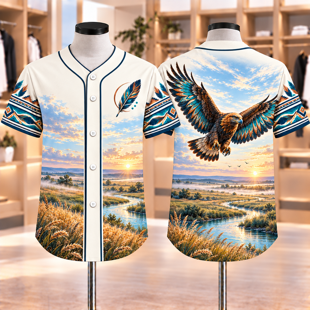Dawn Eagle Prairie Sky Native American-Inspired Baseball Jersey BSm055
