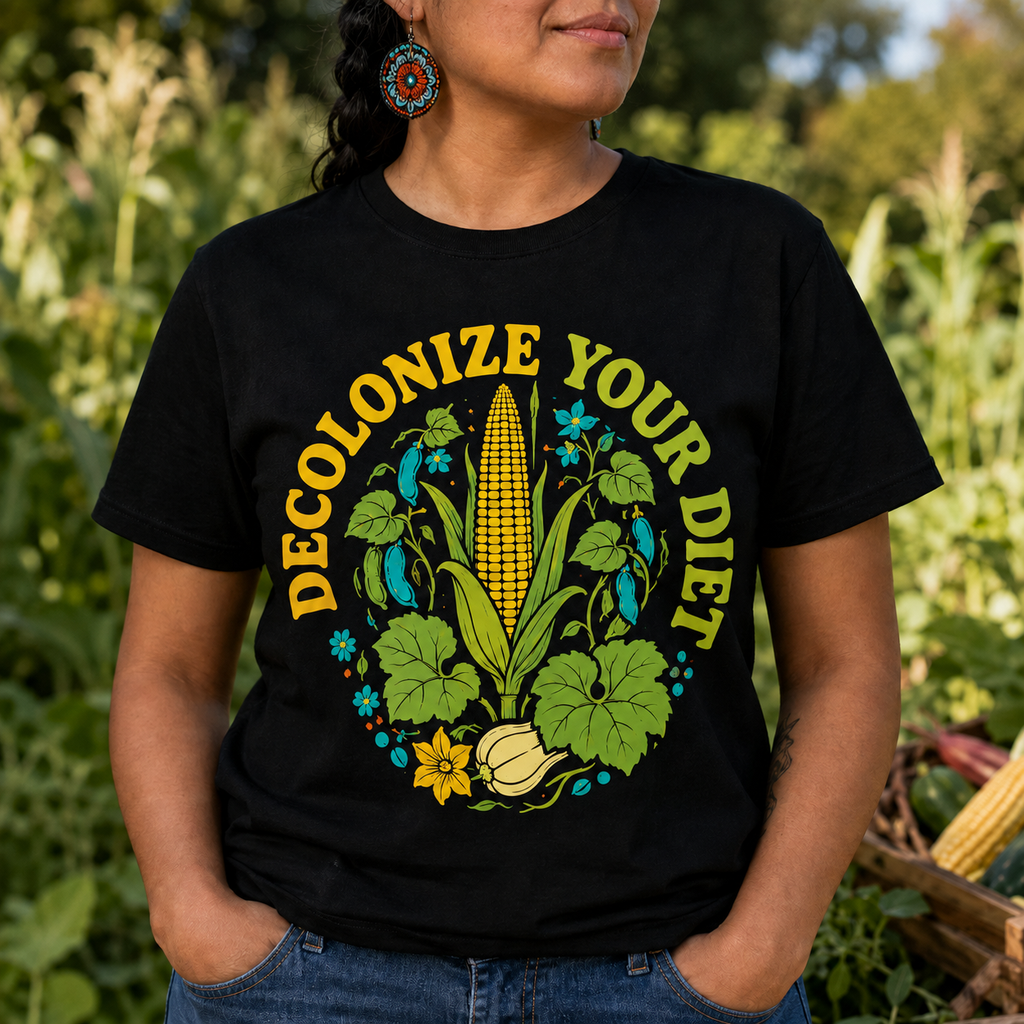 Decolonize Your Diet Three Sisters Native American-Inspired 2D T-Shirt TSm053