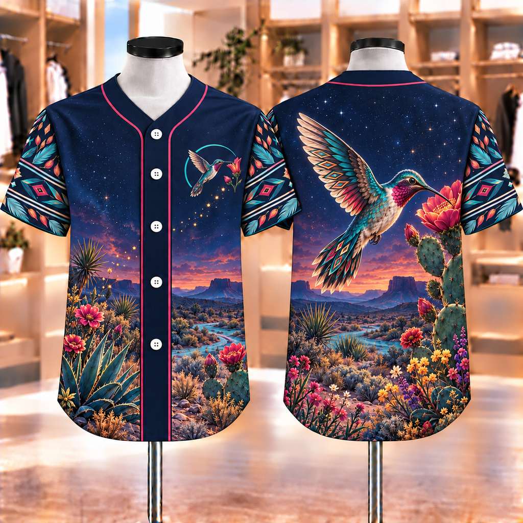 Desert Hummingbird Native American-Inspired Baseball Jersey BSm060