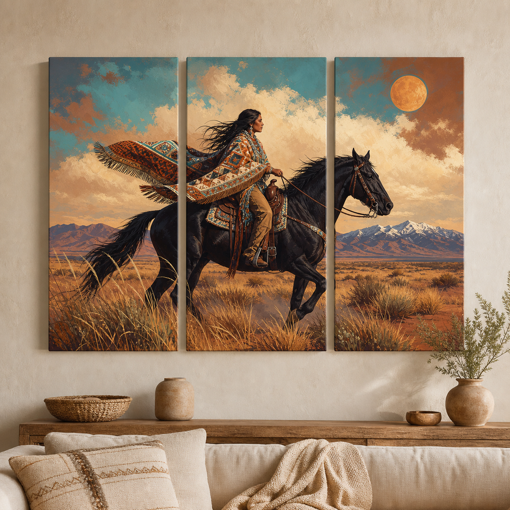 Desert Spirit Rider Canvas Wall Art 3PCS No Frame CVm26