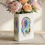 Dream Catcher Native American Ceramic Book-Shaped Vase