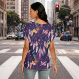 Dreamcatcher Native American Women's Loose V-neck Short Sleeve T-shirt GB-NAT00256