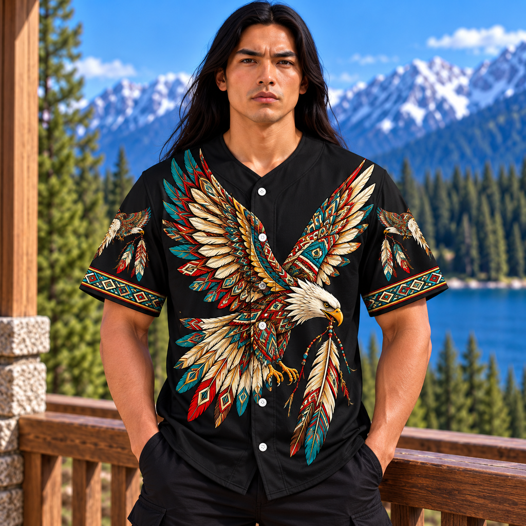 Eagle Feather Native American-Inspired Baseball Jersey BSm017