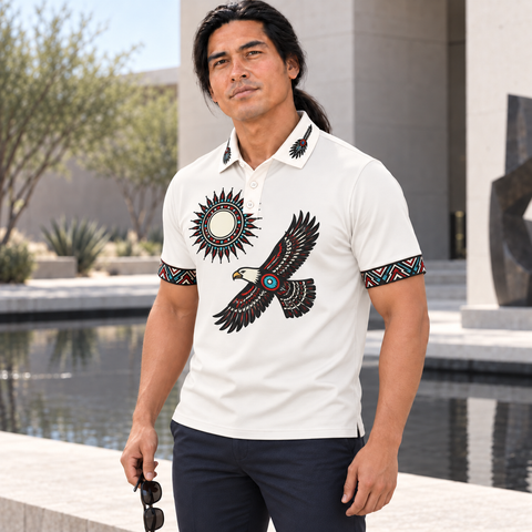 Eagle Flight and Feather Sun Native American-Inspired Polo T-Shirt 3D PLm032
