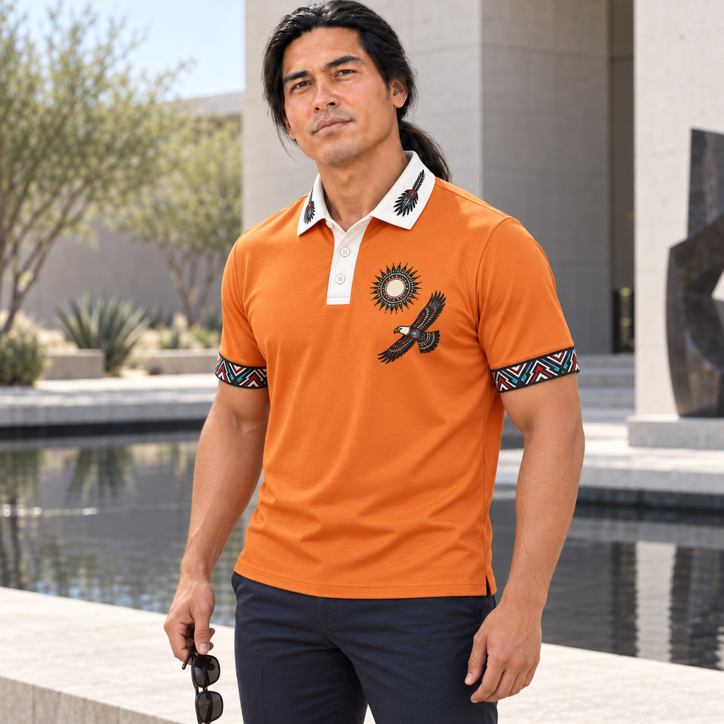 Eagle and Feather Sun Native American-Inspired Polo T-Shirt 3D PLm031