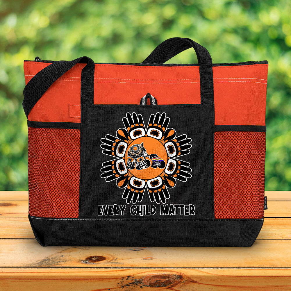 Every Child Matter v11 Native American Tote Bag With Mesh Pockets