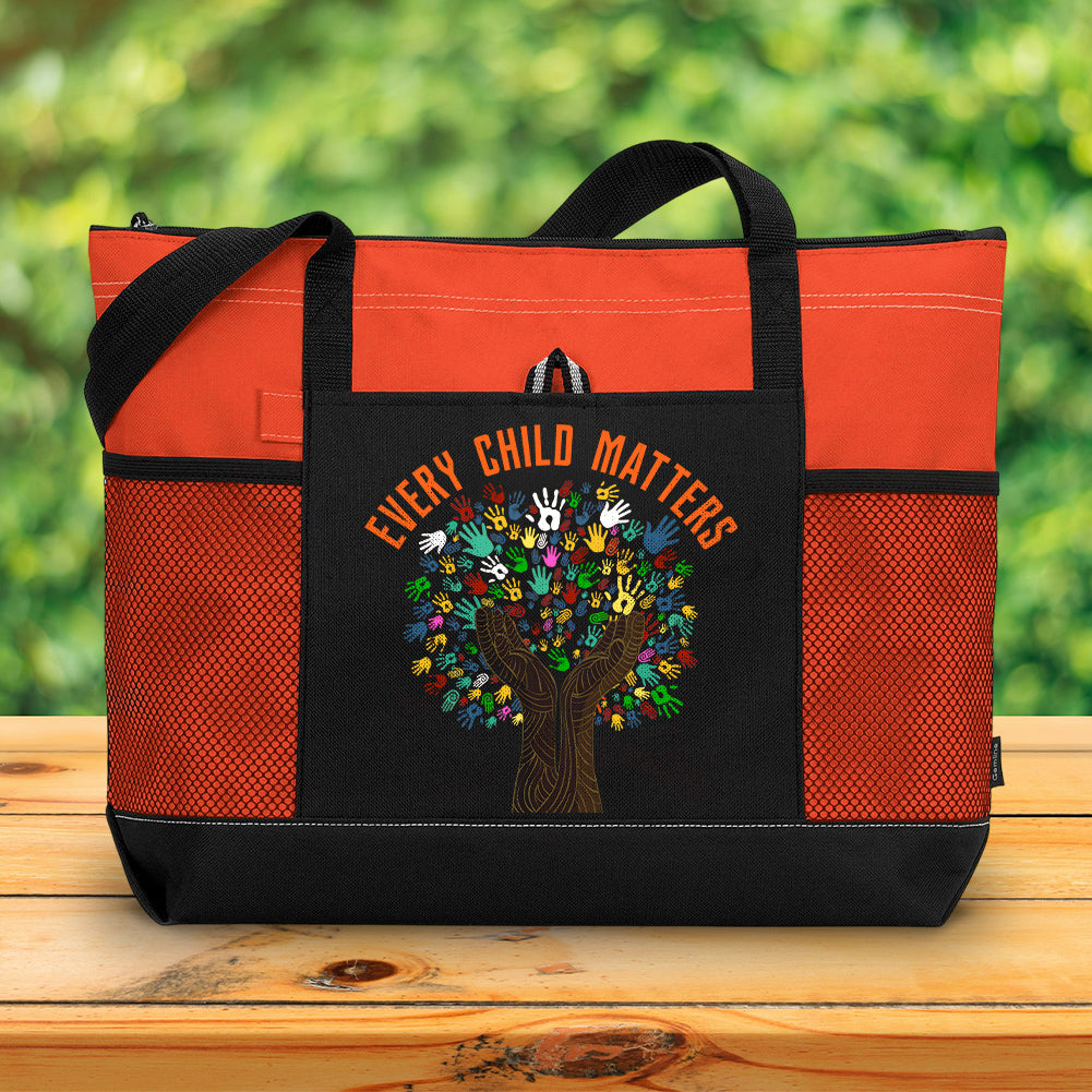 Every Child Matters Tree Awareness for Indigenous Tote Bag With Mesh Pockets