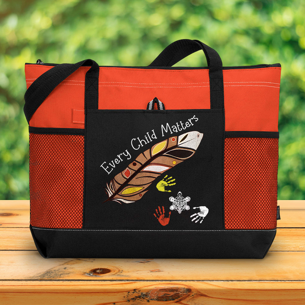 Every Child Matters v2 Native American Tote Bag With Mesh Pockets