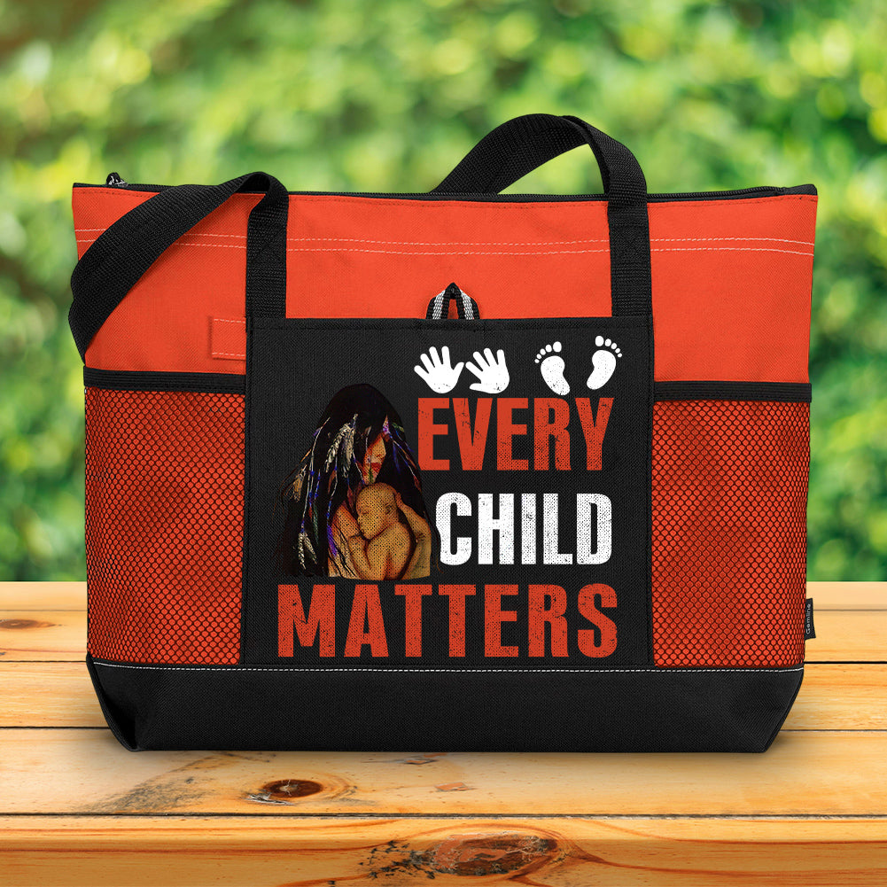 Every child matters 10 Native American Tote Bag With Mesh Pockets