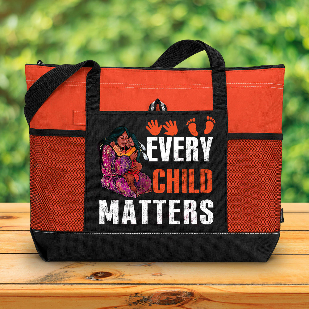 Every child matters 4 Native American Tote Bag With Mesh Pockets