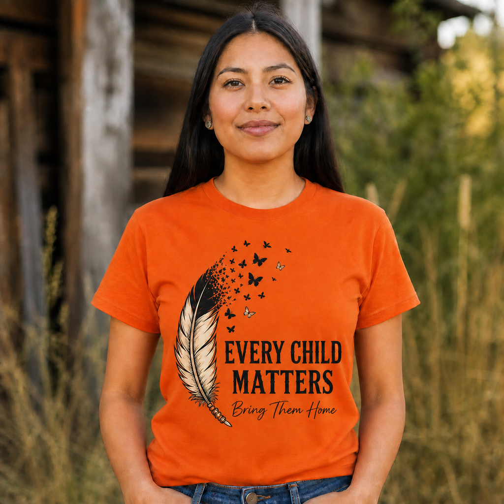 Feather Butterflies Hope Graphic Native American-Inspired 2D T-Shirt TSm028