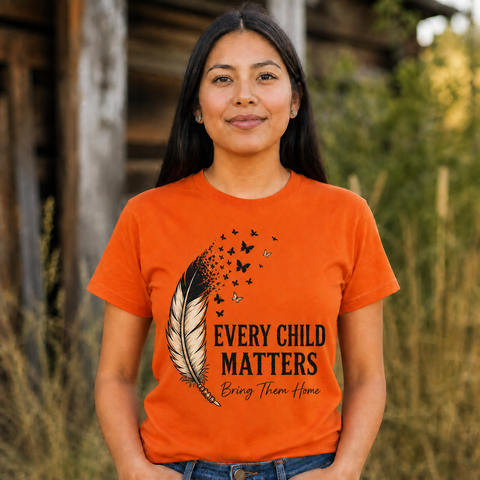 Feather Butterflies Hope Graphic Native American-Inspired 2D T-Shirt TSm028