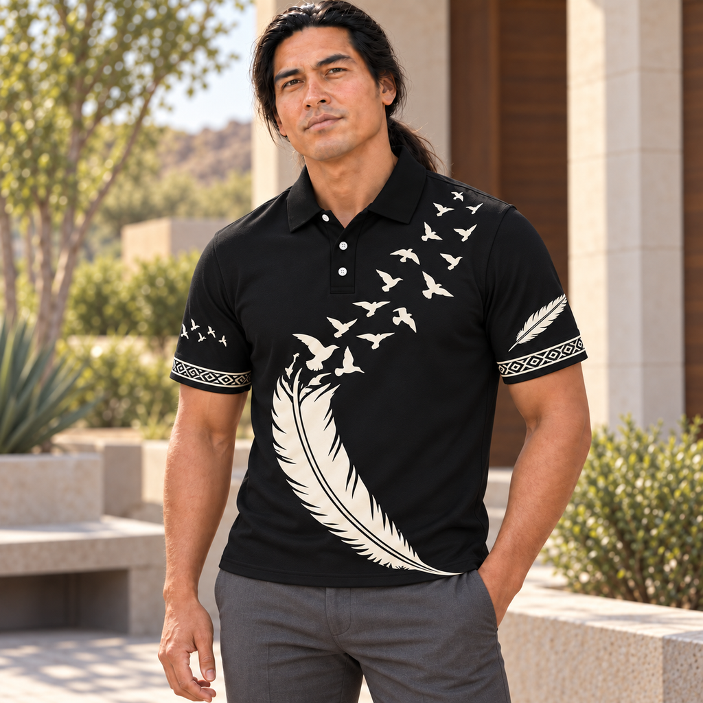 Feather Flight Native American-Inspired Polo T-Shirt 3D PLm006v2
