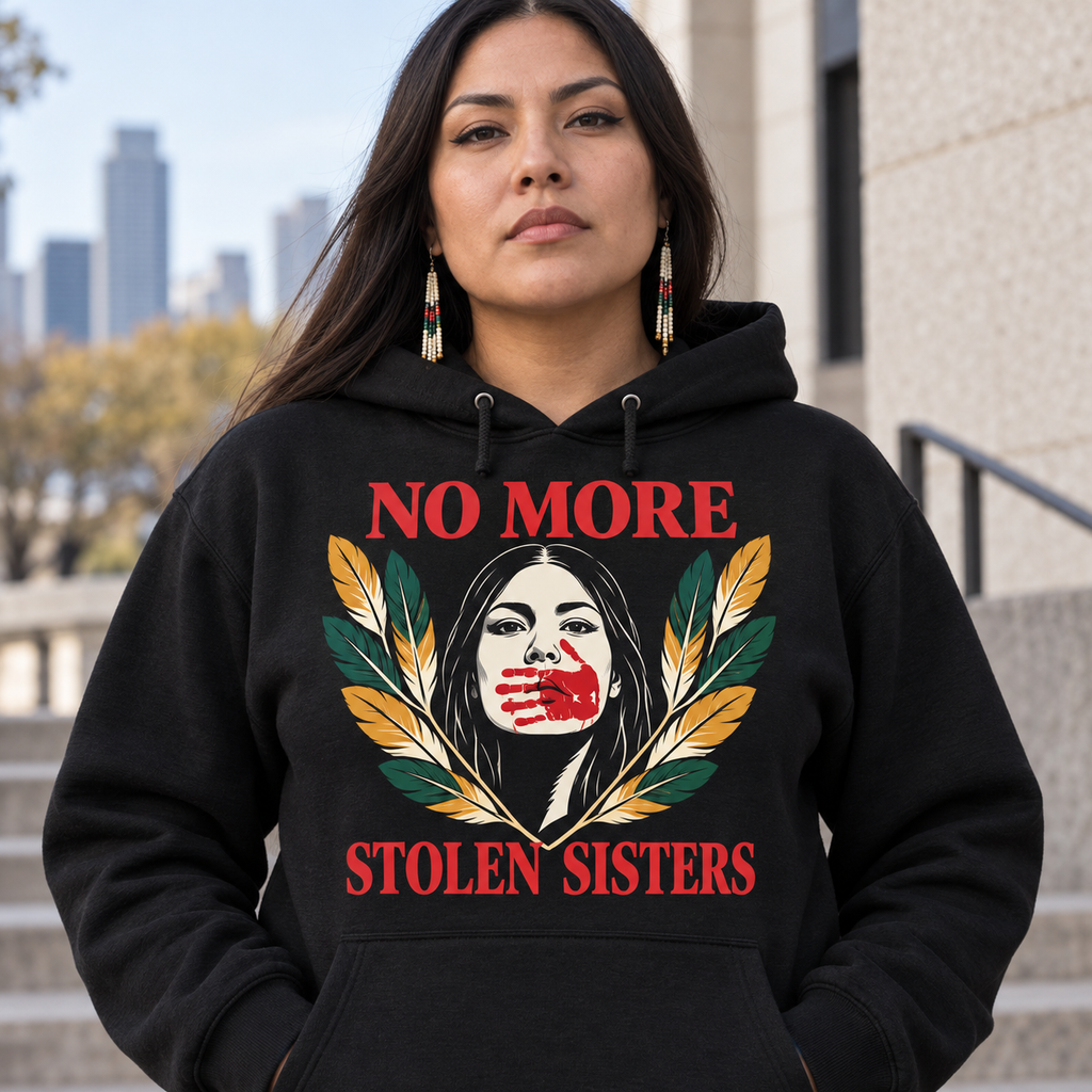 Feather Halo Portrait Native American-Inspired 2D Hoodie HDm020